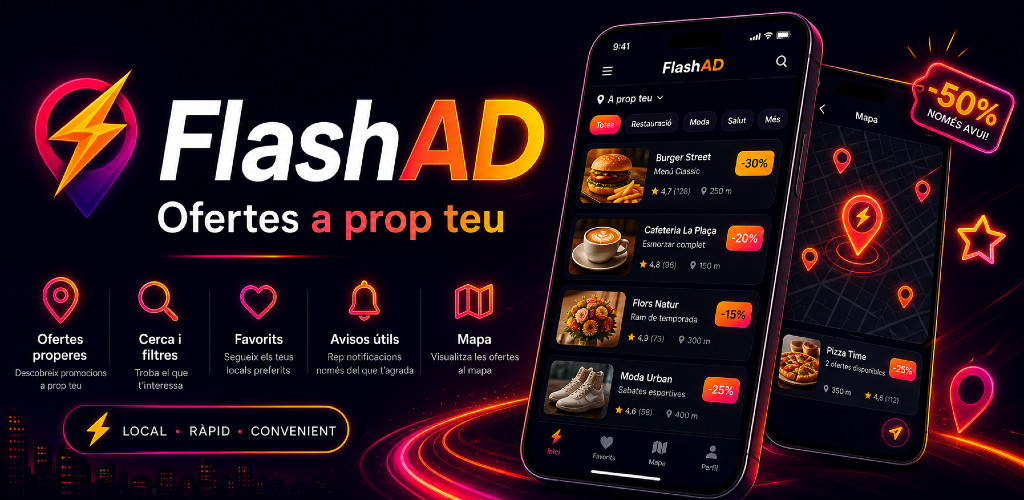 Mockup d'app per a FlashAd